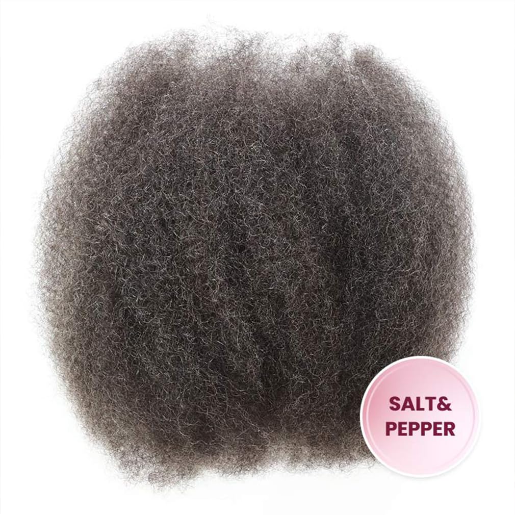 QVR Afro Kinkys Bulk Human Hair for Dreadlock Extensions Repair Locs 50 Gram/Pack,Auburn Brown Color 18 inches Mini Twist Braiding Afro Kinky Human Hair for Locs
