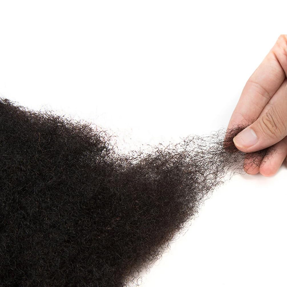 QVR Afro Kinkys Bulk Human Hair for Dreadlock Extensions Repair Locs 150 Gram, Dark Brown 14inches Mini Spring Twist Braiding Afro Kinky Human Hair for LocKs