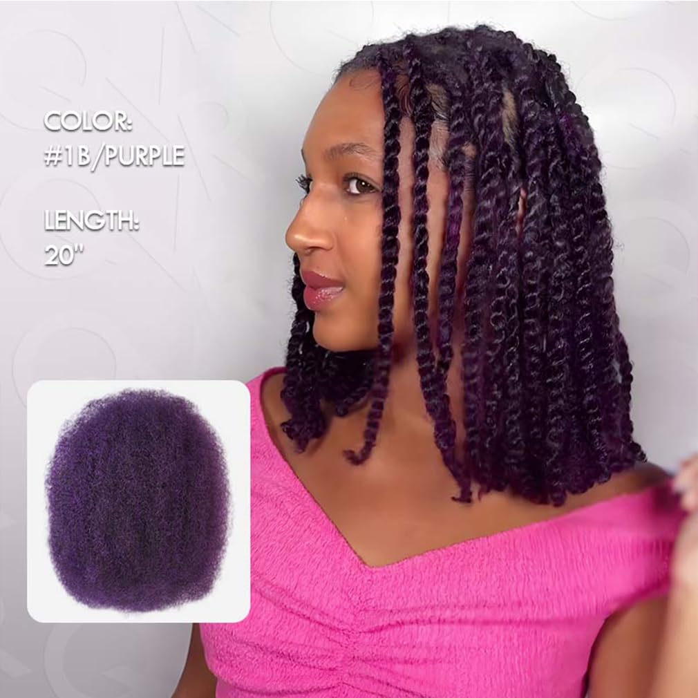 QVR Afro Kinkys Bulk Human Hair for Dreadlock Extensions Repair Locs 50 Gram/Pack,Auburn Brown Color 18 inches Mini Twist Braiding Afro Kinky Human Hair for Locs