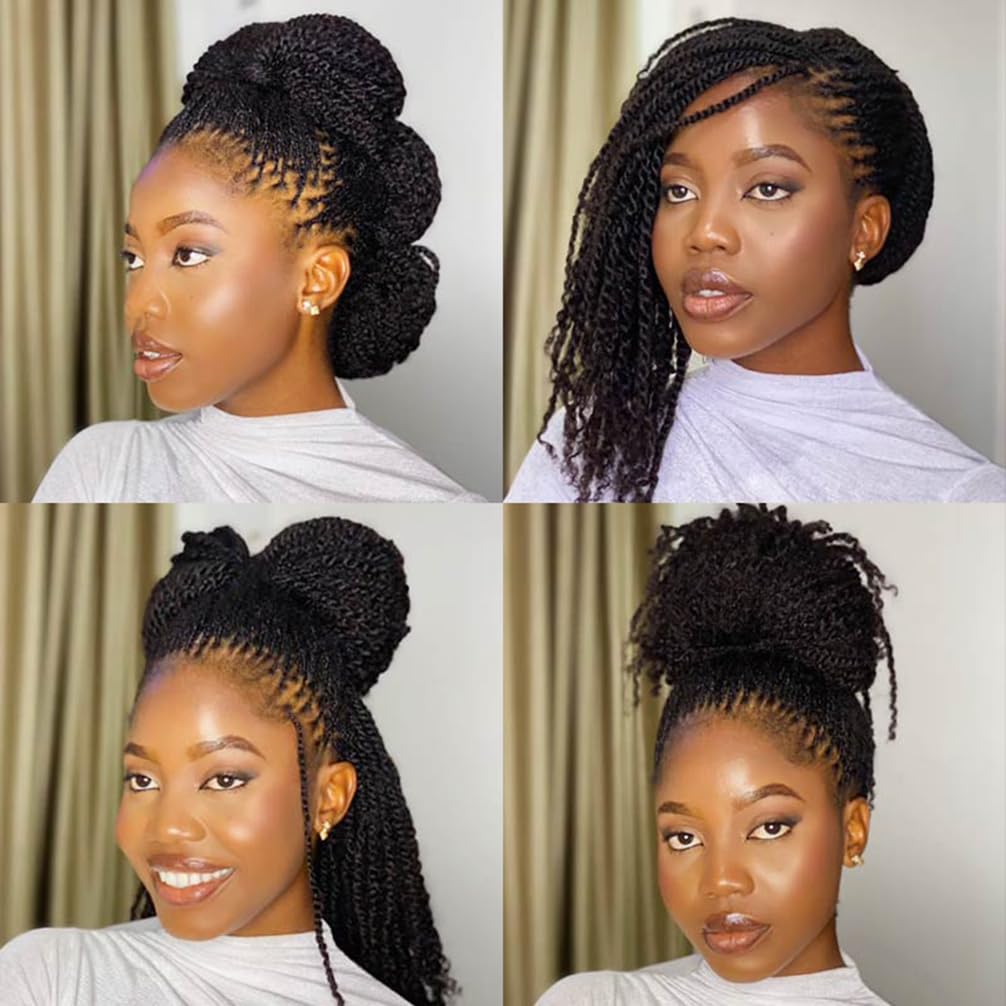 QVR Afro Kinkys Bulk Human Hair for Dreadlock Extensions Repair Locs 150 Gram, Dark Brown 14inches Mini Spring Twist Braiding Afro Kinky Human Hair for LocKs