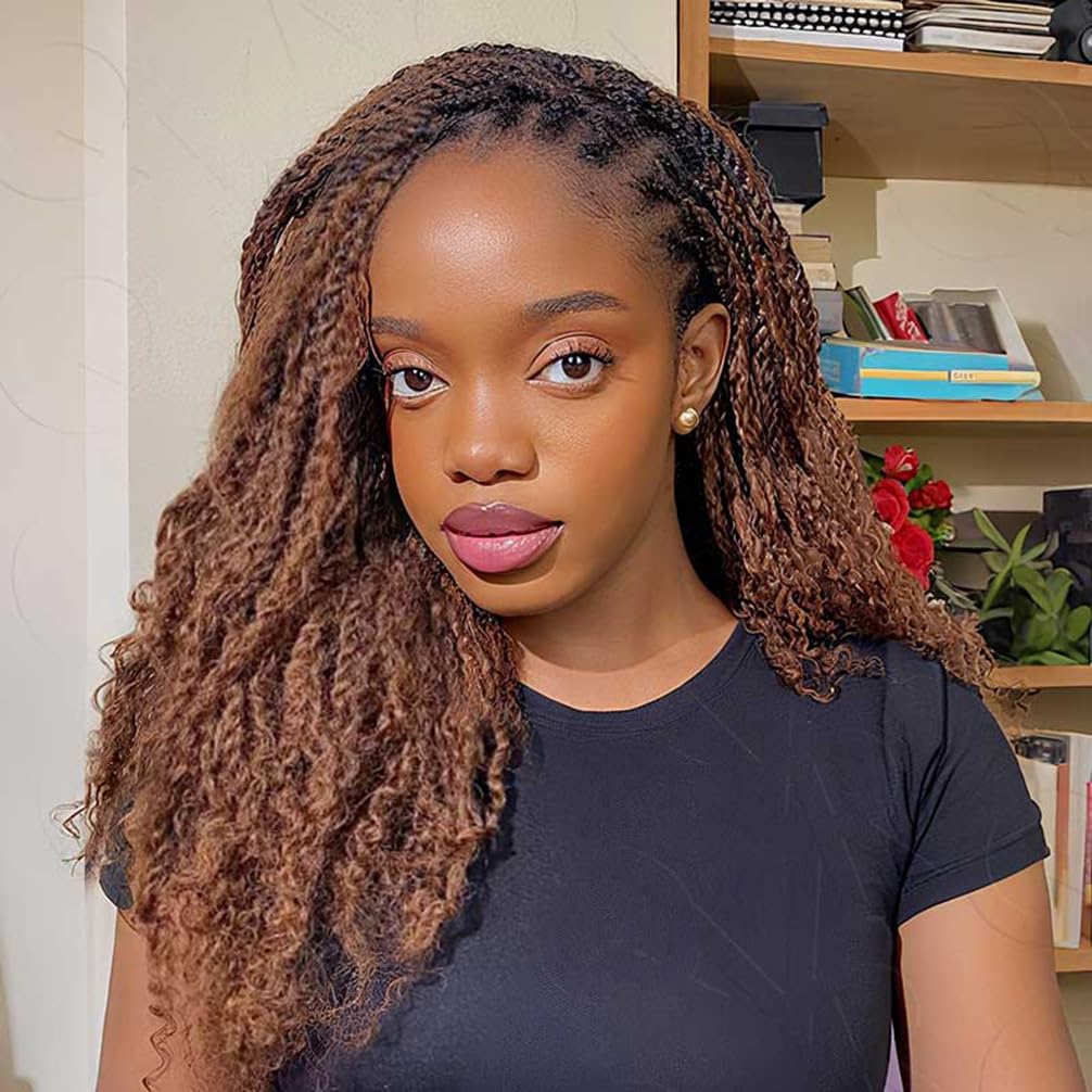 QVR Afro Kinkys Bulk Human Hair for Dreadlock Extensions Repair Locs 150 Gram, Dark Brown 14inches Mini Spring Twist Braiding Afro Kinky Human Hair for LocKs