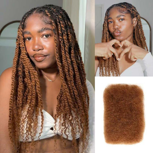 QVR Afro Kinkys Bulk Human Hair for Dreadlock Extensions Repair Locs 150 Gram, Dark Brown 14inches Mini Spring Twist Braiding Afro Kinky Human Hair for LocKs
