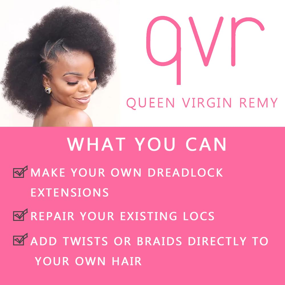 QVR Afro Kinkys Bulk Human Hair for Dreadlock Extensions Repair Locs 150 Gram, Dark Brown 14inches Mini Spring Twist Braiding Afro Kinky Human Hair for LocKs