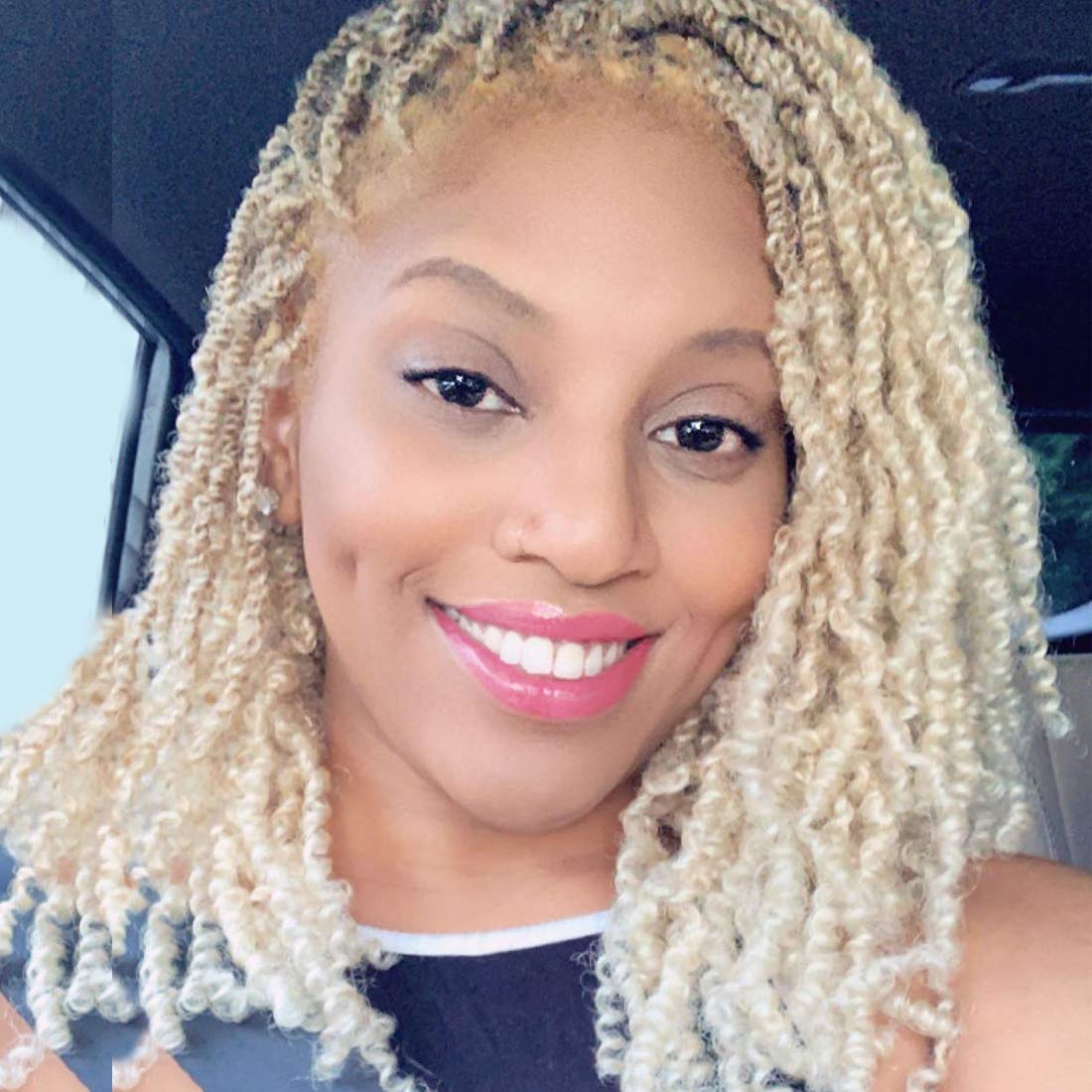 Beyond Beauty Spring Twist Crochet Hair 90strands 8 Inch Fluffy Spring Twists Braiding,Spring Twist Crochet Braids Bomb for Black Women (1B)
