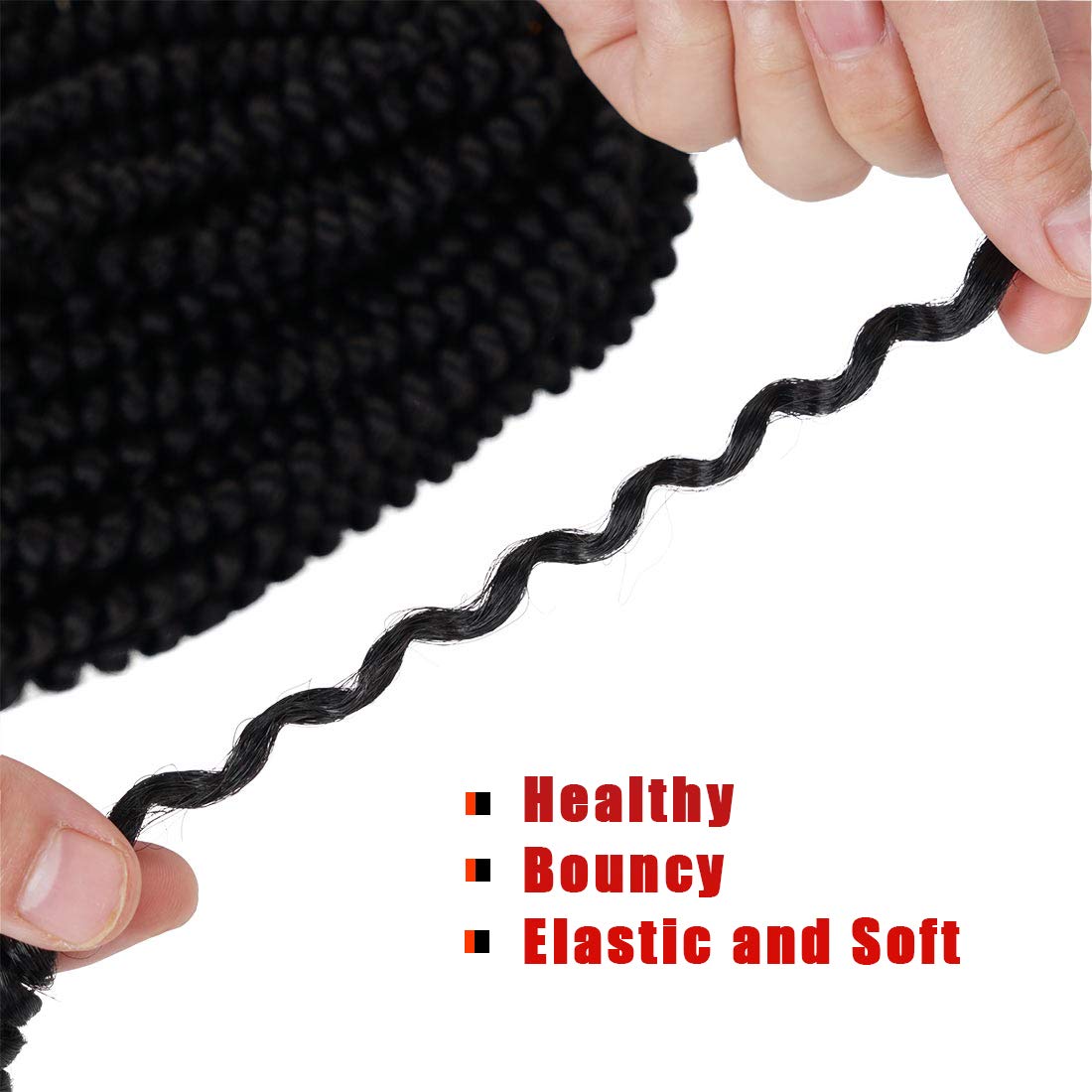 Beyond Beauty Spring Twist Crochet Hair 90strands 8 Inch Fluffy Spring Twists Braiding,Spring Twist Crochet Braids Bomb for Black Women (1B)