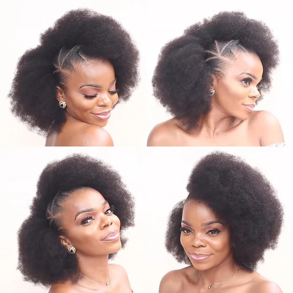 QVR Afro Kinkys Bulk Human Hair for Dreadlock Extensions Repair Locs 150 Gram, Dark Brown 14inches Mini Spring Twist Braiding Afro Kinky Human Hair for LocKs