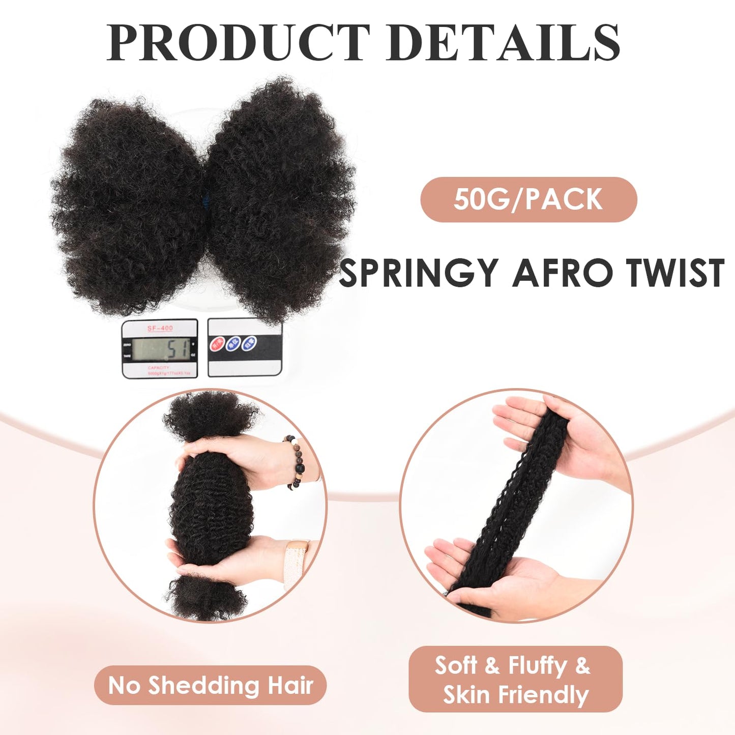 Afro Kinkys Bulk Human Hair 3 Pack 150g,Afro Kinky-Curly Human Hair Bulk Hair Bulk Human Braiding Hair for Dreadlock Extensions Repair Locs,Twist Afro Kinky Twist Extensions (14 Inch,50g/Pack)