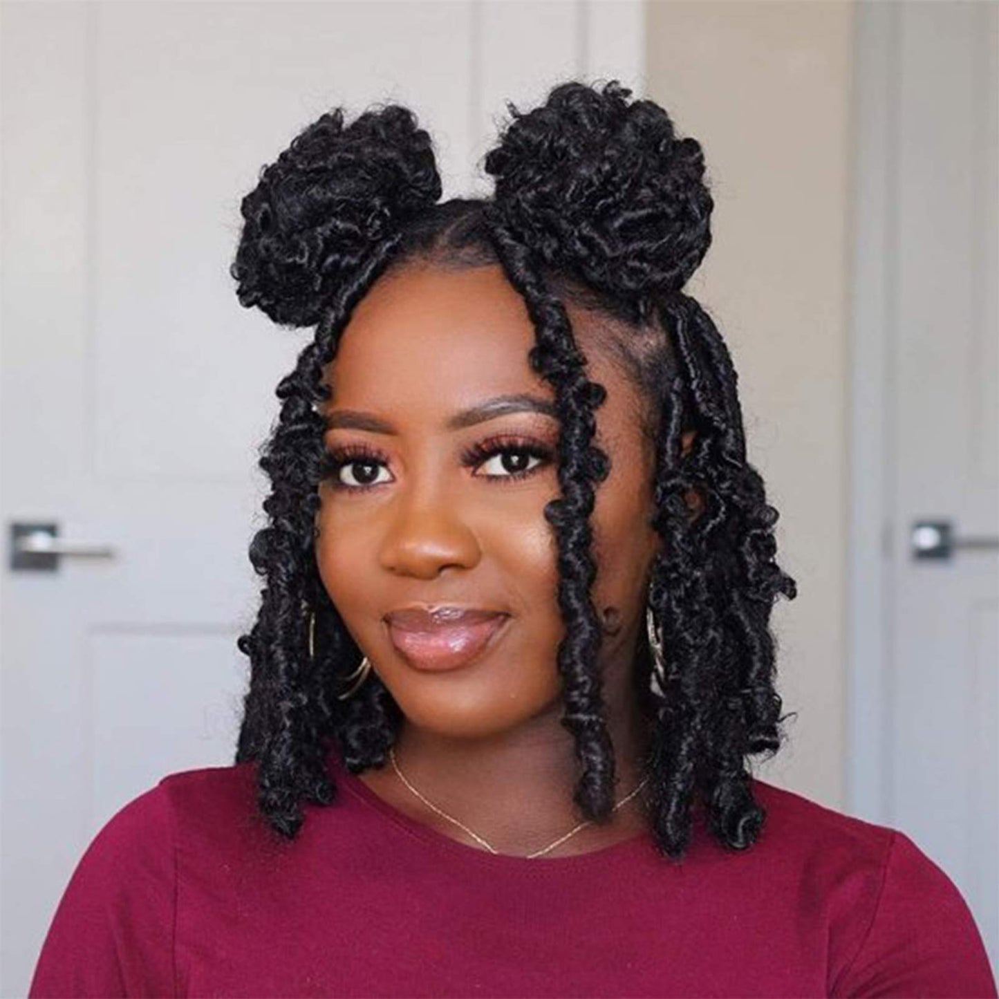 Beyond Beauty Spring Twist Crochet Hair 90strands 8 Inch Fluffy Spring Twists Braiding,Spring Twist Crochet Braids Bomb for Black Women (1B)