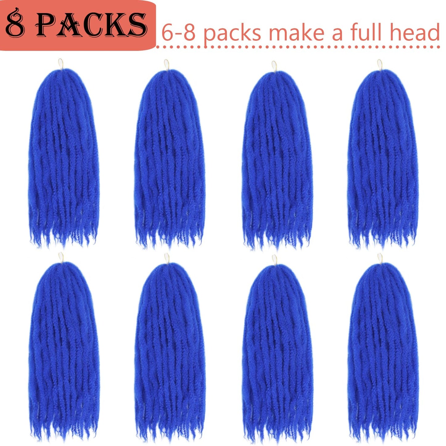 Vustbeauty Marley Twist Braiding Hair 24 Inch Marley Twist Hair Long Cuban Twist Hair 8 Packs Afro Kinky Curly Twist Crochet Hair Synthetic Marley Hair Extensions (24 Inch 8packs, 1B)