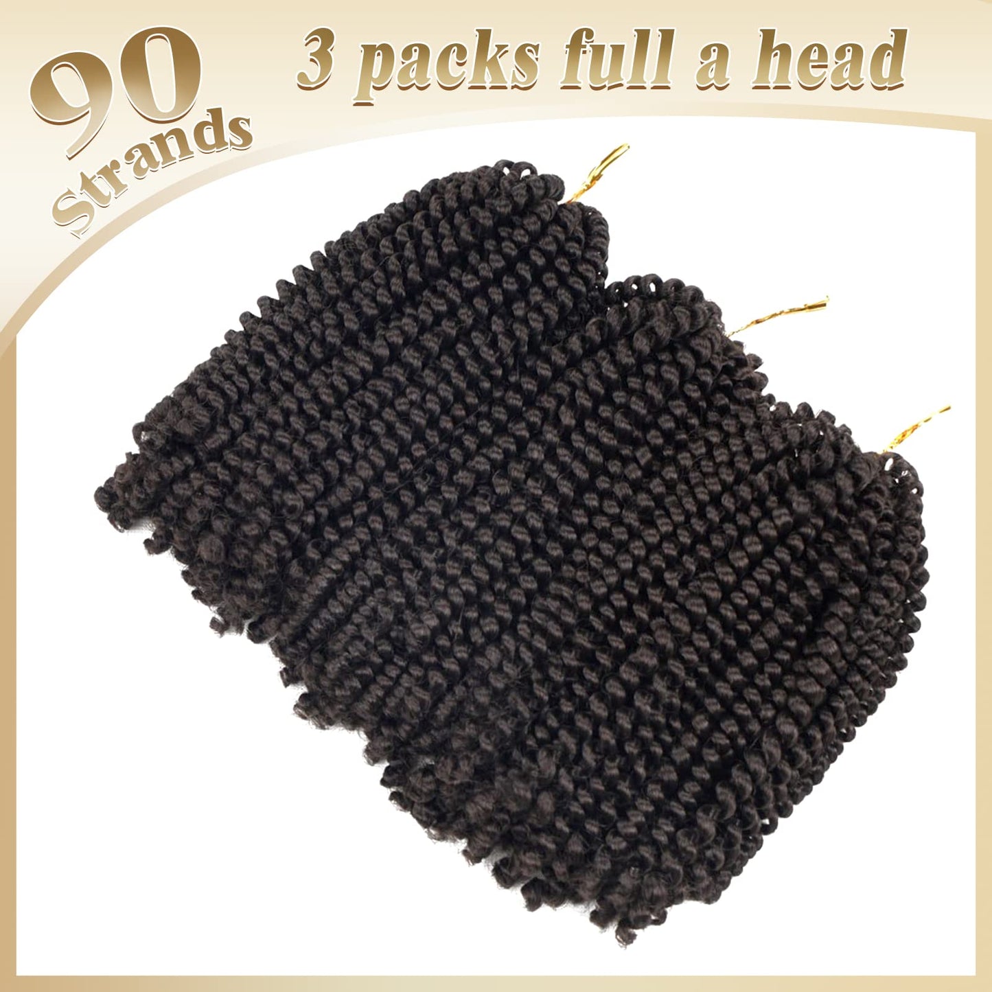 Beyond Beauty Spring Twist Crochet Hair 90strands 8 Inch Fluffy Spring Twists Braiding,Spring Twist Crochet Braids Bomb for Black Women (1B)