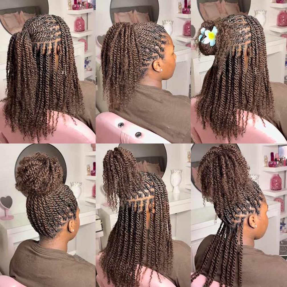 QVR Afro Kinkys Bulk Human Hair for Dreadlock Extensions Repair Locs 150 Gram, Dark Brown 14inches Mini Spring Twist Braiding Afro Kinky Human Hair for LocKs