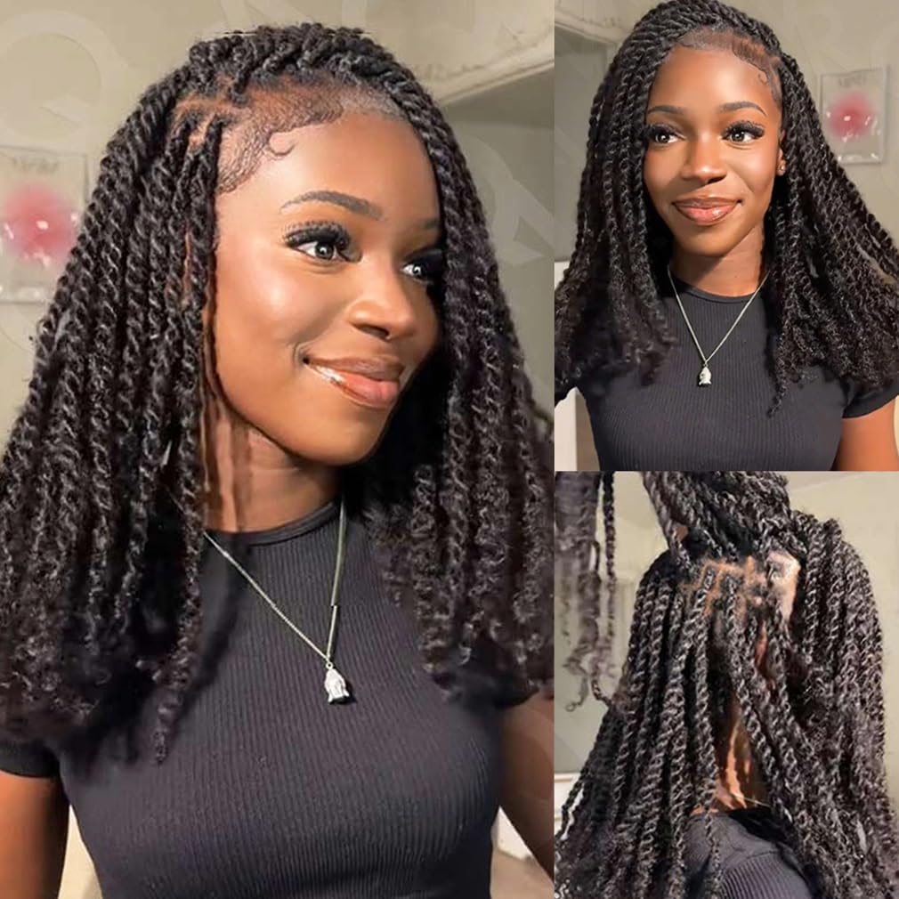 QVR Afro Kinkys Bulk Human Hair for Dreadlock Extensions Repair Locs 150 Gram, Dark Brown 14inches Mini Spring Twist Braiding Afro Kinky Human Hair for LocKs