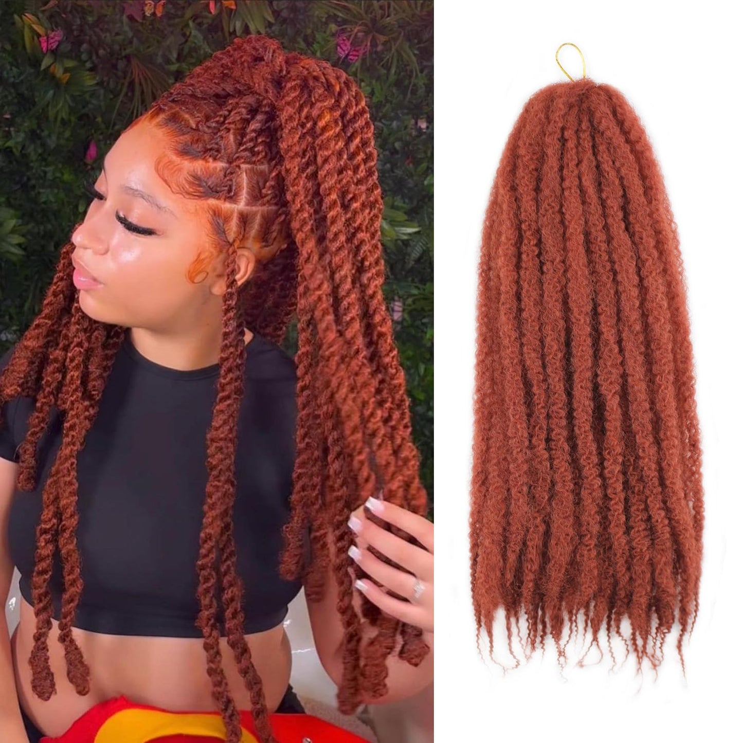 Vustbeauty Marley Twist Braiding Hair 24 Inch Marley Twist Hair Long Cuban Twist Hair 8 Packs Afro Kinky Curly Twist Crochet Hair Synthetic Marley Hair Extensions (24 Inch 8packs, 1B)