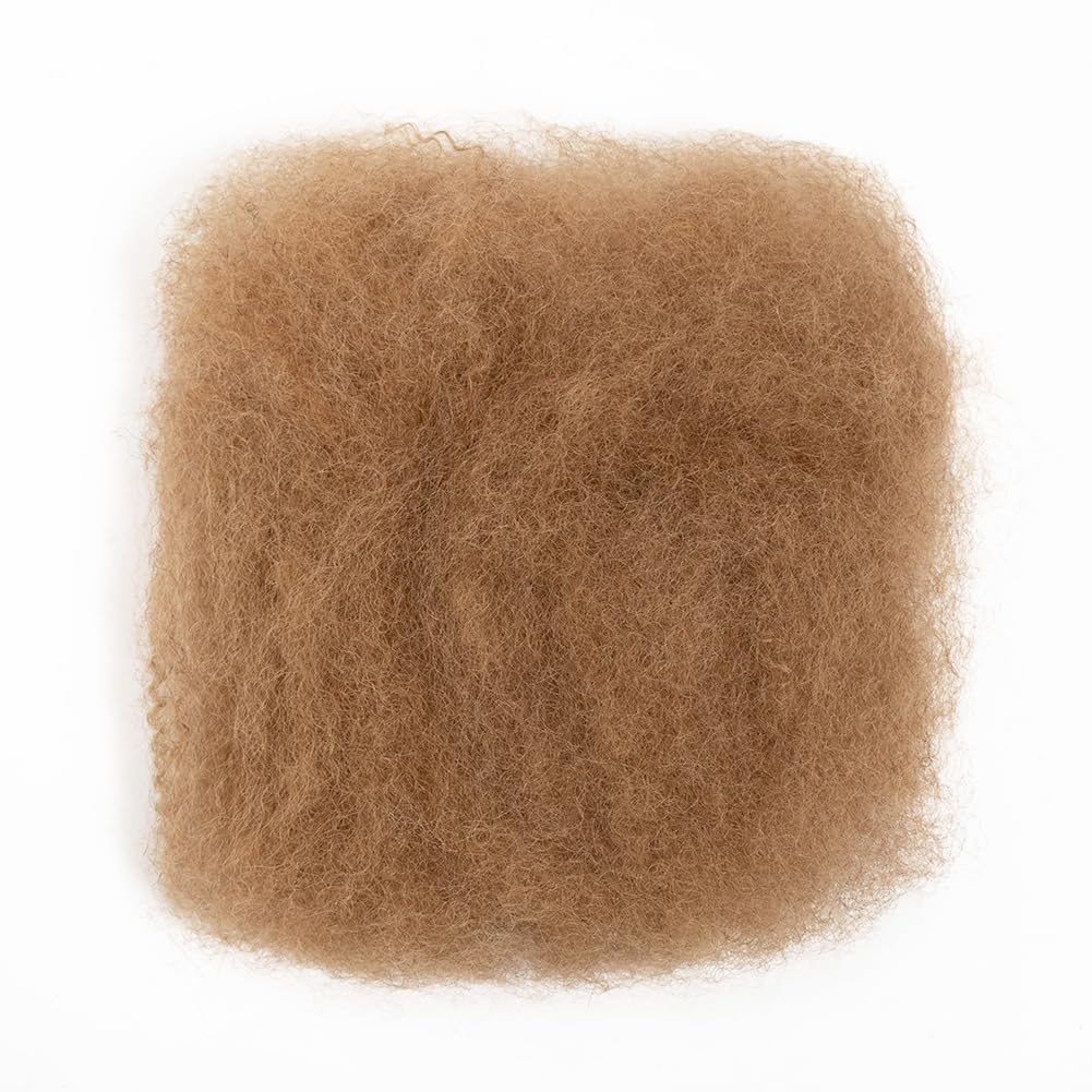 QVR Afro Kinkys Bulk Human Hair for Dreadlock Extensions Repair Locs 150 Gram, Dark Brown 14inches Mini Spring Twist Braiding Afro Kinky Human Hair for LocKs