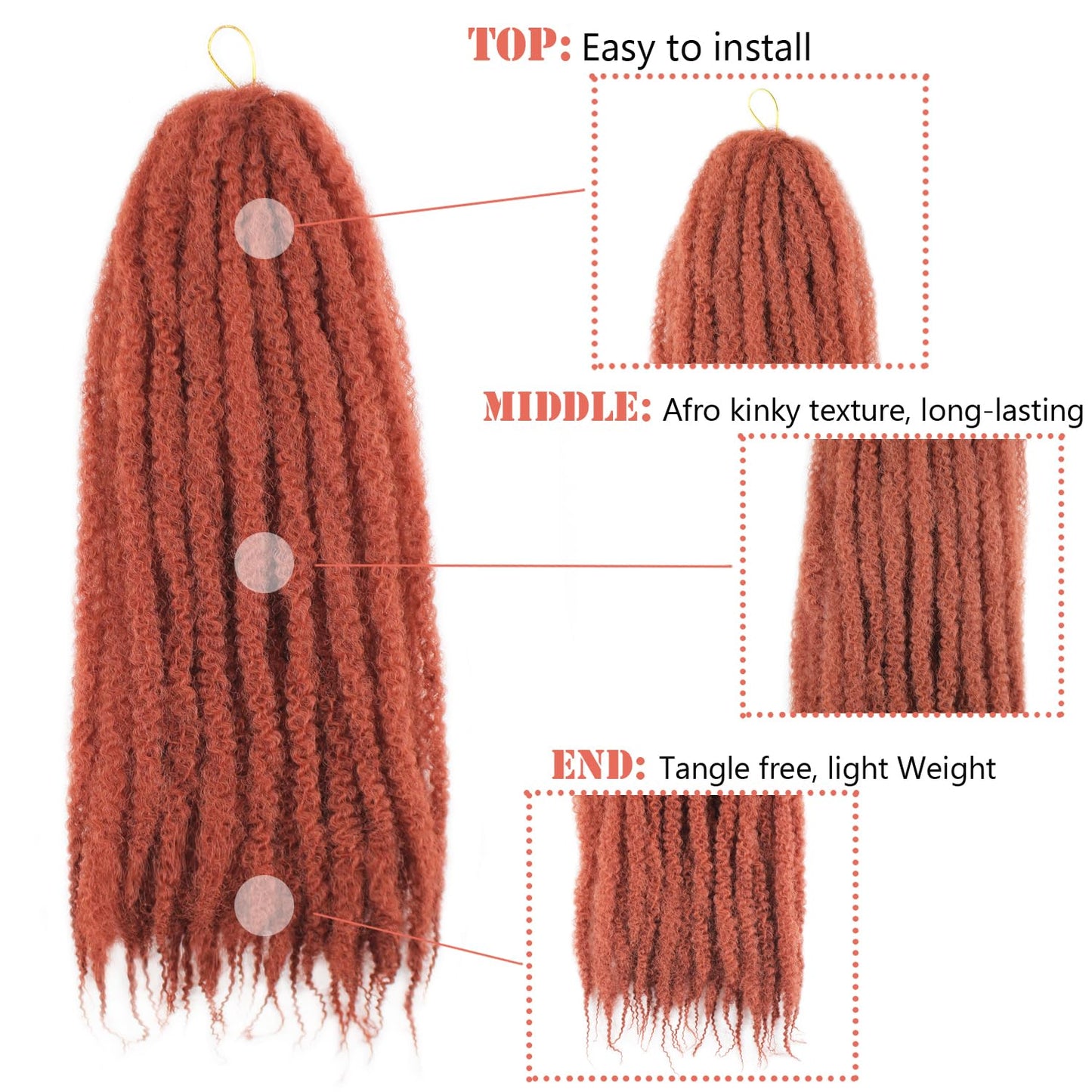 Vustbeauty Marley Twist Braiding Hair 24 Inch Marley Twist Hair Long Cuban Twist Hair 8 Packs Afro Kinky Curly Twist Crochet Hair Synthetic Marley Hair Extensions (24 Inch 8packs, 1B)