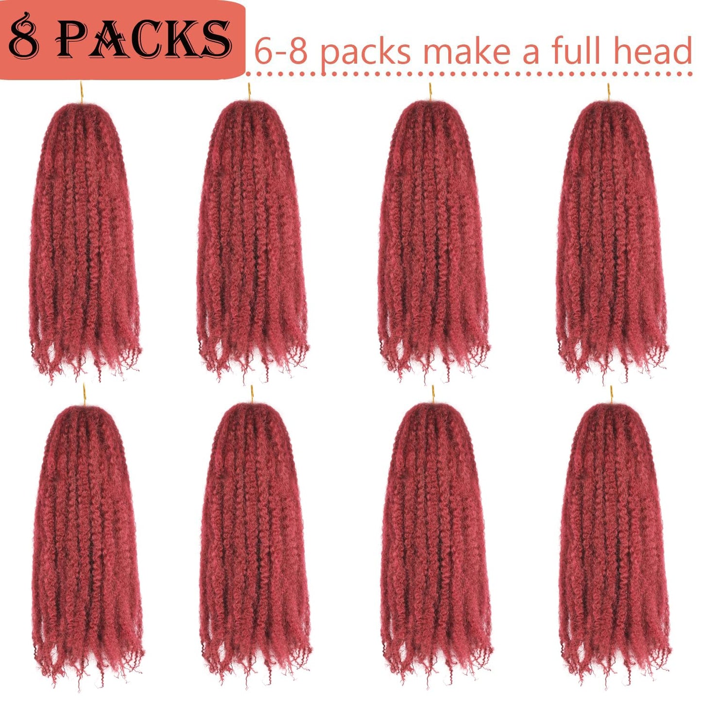 Vustbeauty Marley Twist Braiding Hair 24 Inch Marley Twist Hair Long Cuban Twist Hair 8 Packs Afro Kinky Curly Twist Crochet Hair Synthetic Marley Hair Extensions (24 Inch 8packs, 1B)