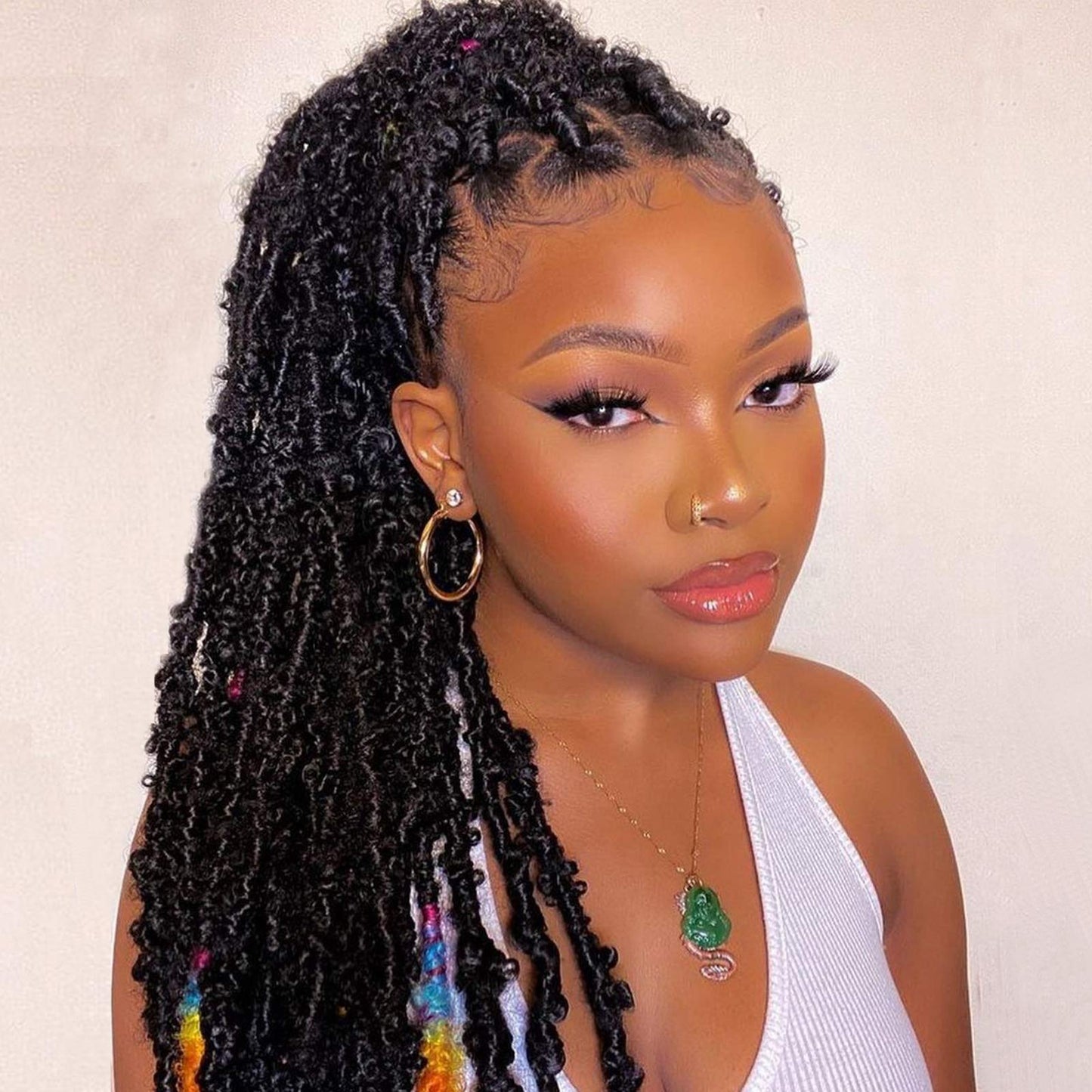 Beyond Beauty Spring Twist Crochet Hair 90strands 8 Inch Fluffy Spring Twists Braiding,Spring Twist Crochet Braids Bomb for Black Women (1B)