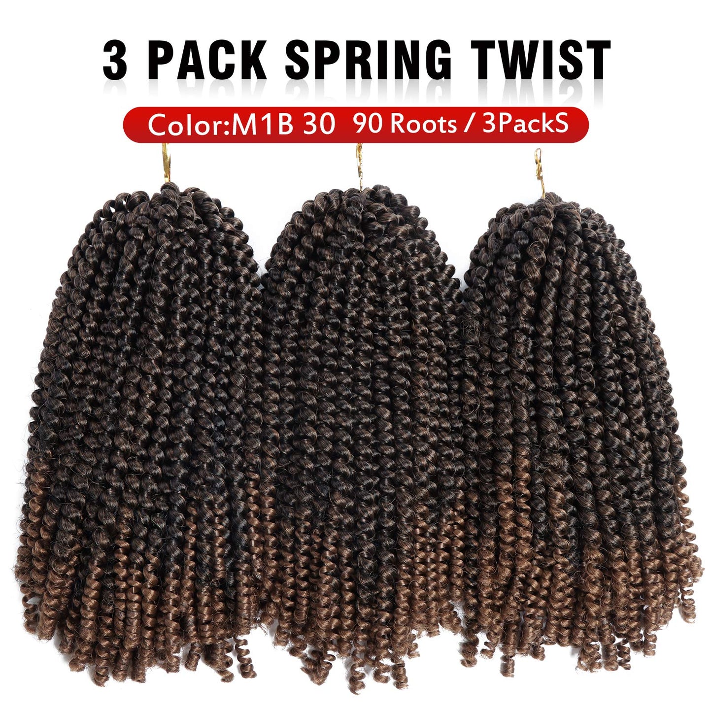 Beyond Beauty Spring Twist Crochet Hair 90strands 8 Inch Fluffy Spring Twists Braiding,Spring Twist Crochet Braids Bomb for Black Women (1B)