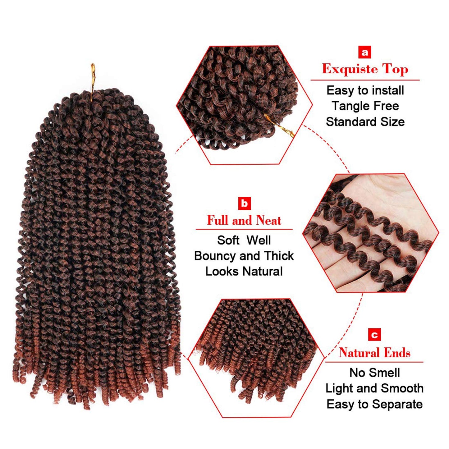 Beyond Beauty Spring Twist Crochet Hair 90strands 8 Inch Fluffy Spring Twists Braiding,Spring Twist Crochet Braids Bomb for Black Women (1B)