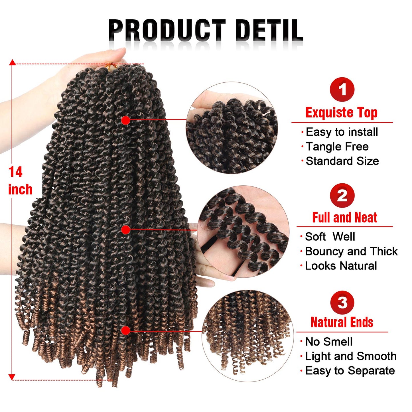 Beyond Beauty Spring Twist Crochet Hair 90strands 8 Inch Fluffy Spring Twists Braiding,Spring Twist Crochet Braids Bomb for Black Women (1B)