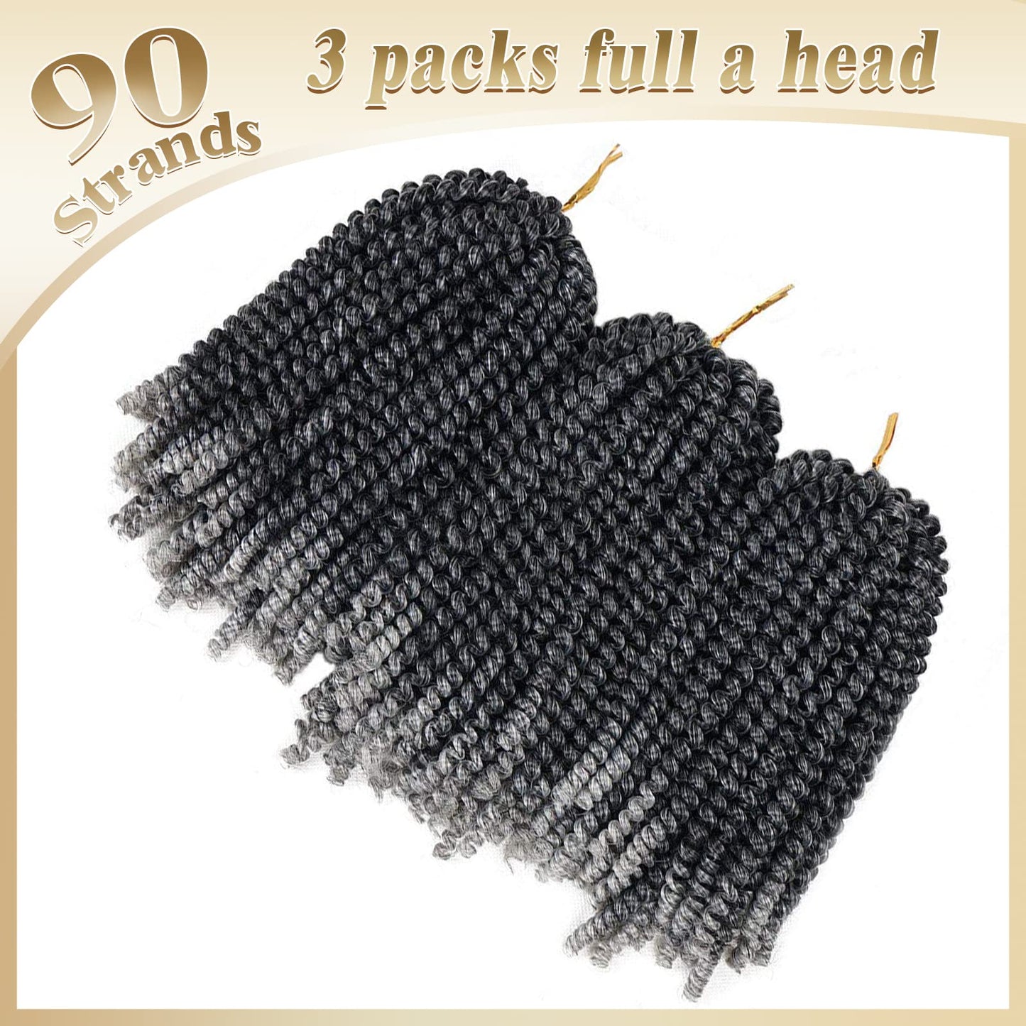Beyond Beauty Spring Twist Crochet Hair 90strands 8 Inch Fluffy Spring Twists Braiding,Spring Twist Crochet Braids Bomb for Black Women (1B)