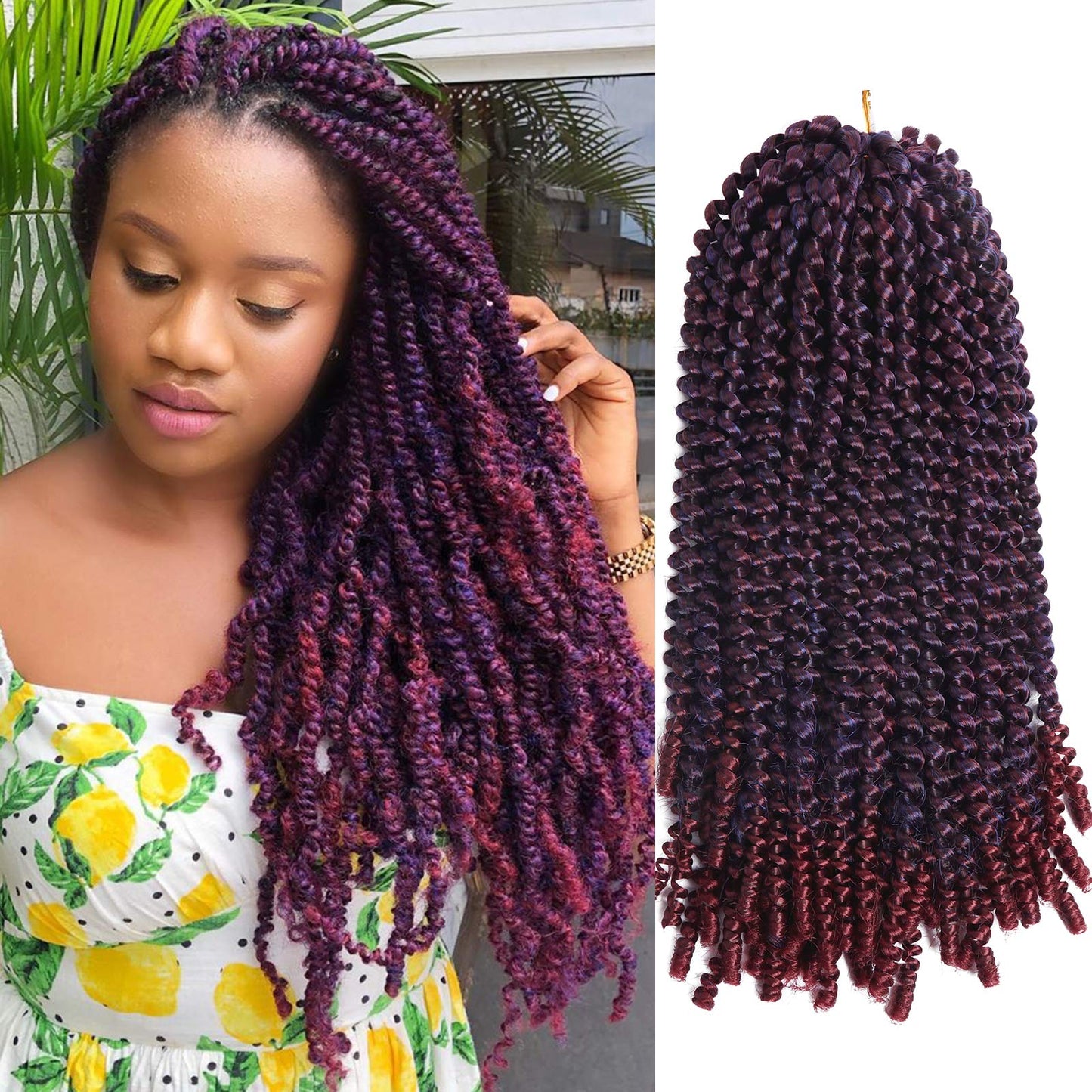 Beyond Beauty Spring Twist Crochet Hair 90strands 8 Inch Fluffy Spring Twists Braiding,Spring Twist Crochet Braids Bomb for Black Women (1B)